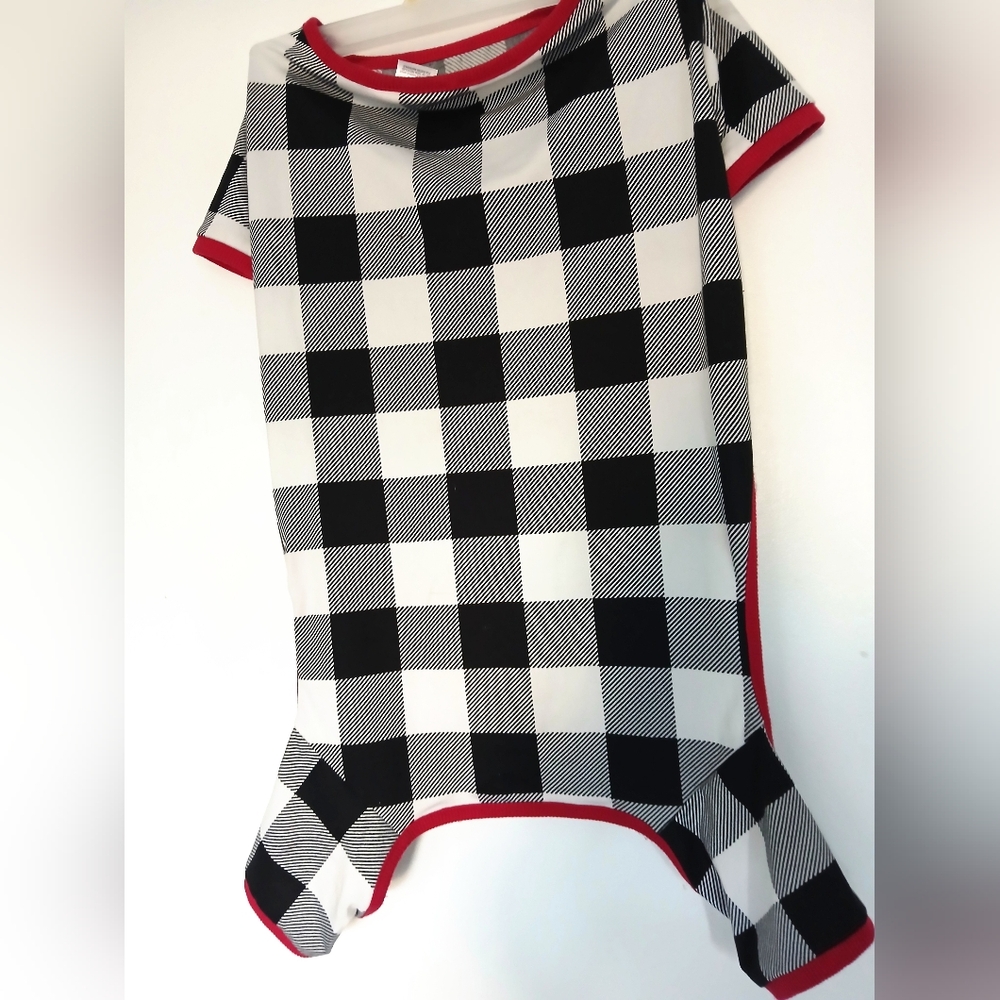 Black and White Checkered Dog Pajamas Holiday Sz Xl Soft Pet 1 Piece